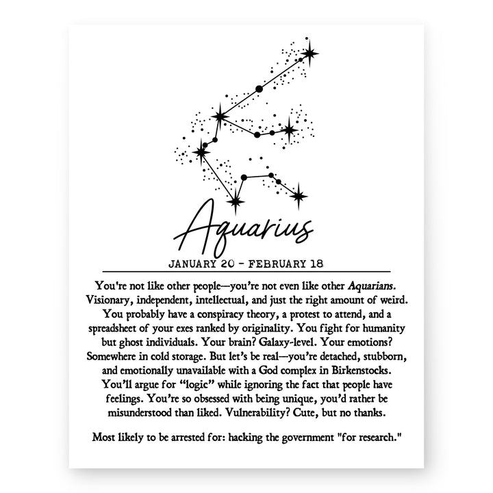 Comedic Horoscope Gift for Taurus Women or Men Funny Wall Art