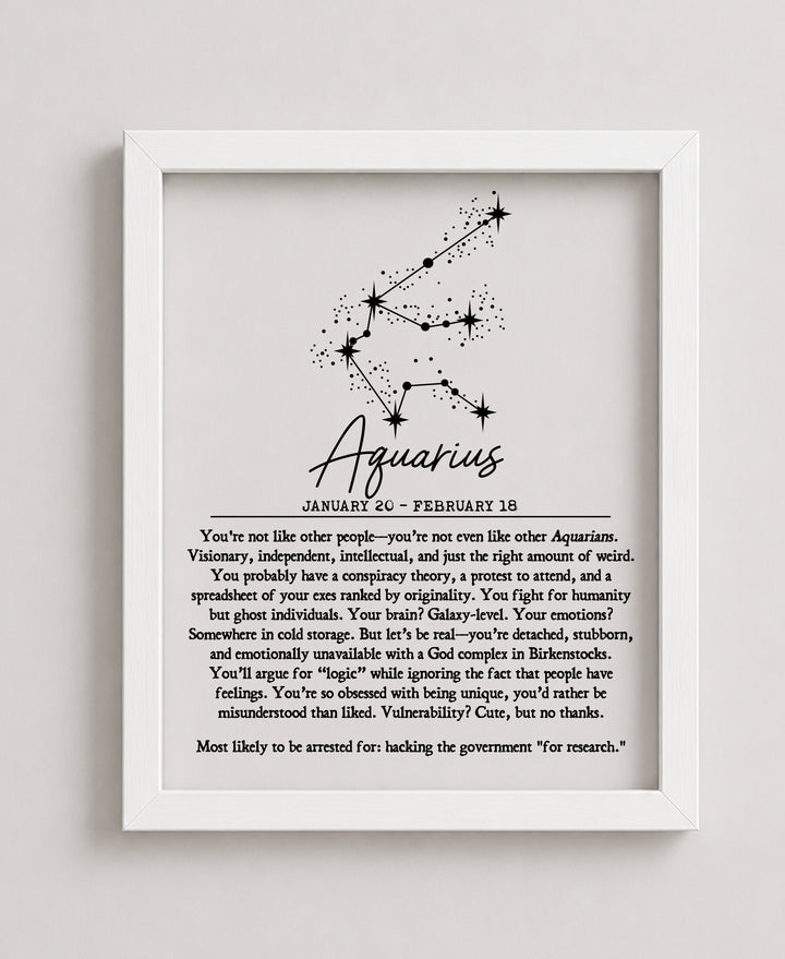 Comedic Horoscope Gift for Taurus Women or Men Funny Wall Art