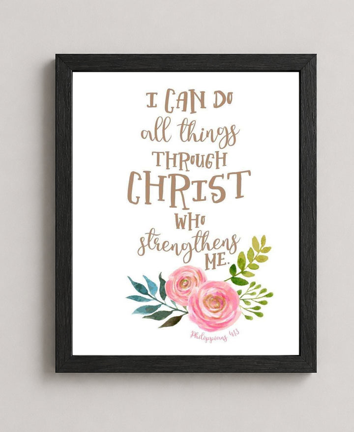 Philippians 4 13 Floral Inspirational Wall Art