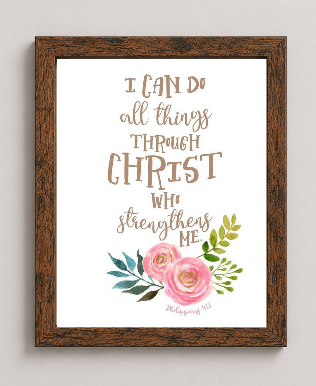 Philippians 4 13 Floral Inspirational Wall Art