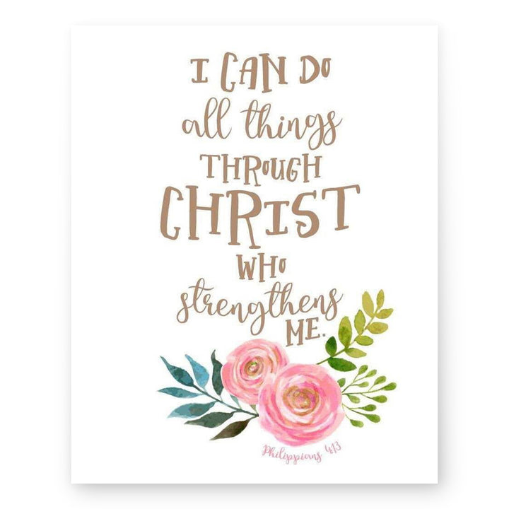 Philippians 4 13 Floral Inspirational Wall Art