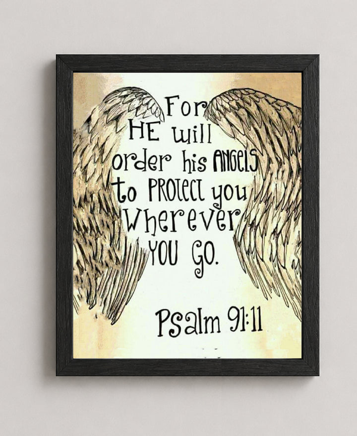 Psalm 91 11 Angels Protect You Bible Verse Wall Art