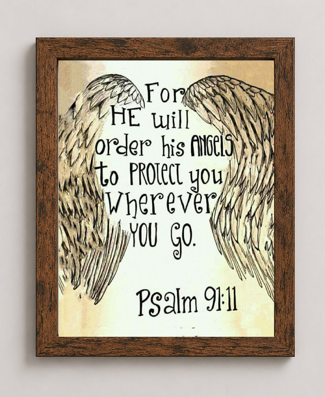 Psalm 91 11 Angels Protect You Bible Verse Wall Art