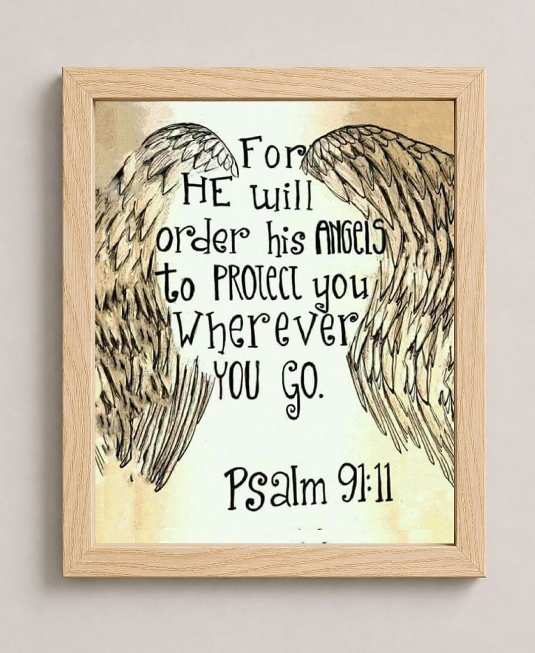Psalm 91 11 Angels Protect You Bible Verse Wall Art