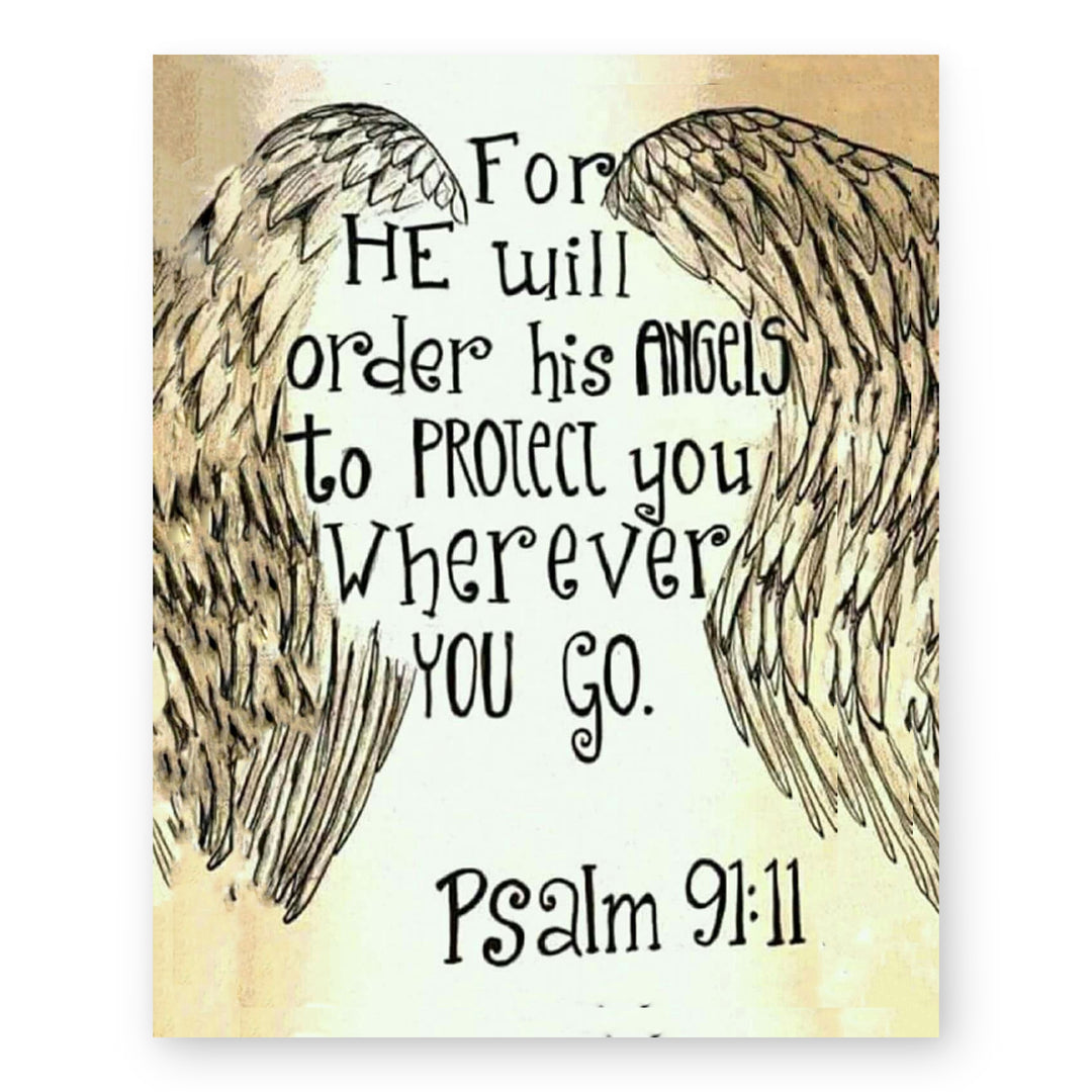Psalm 91 11 Angels Protect You Bible Verse Wall Art
