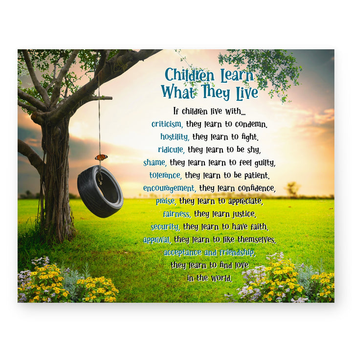 Children Learn What They Live Inspirational Wall Art