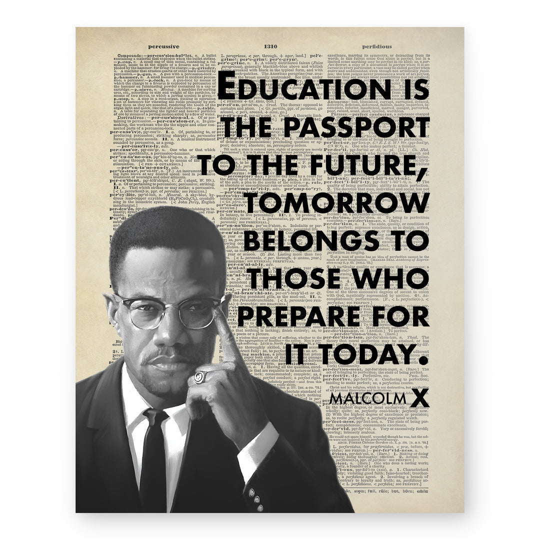 Malcolm X Education Inspirational Wall Art