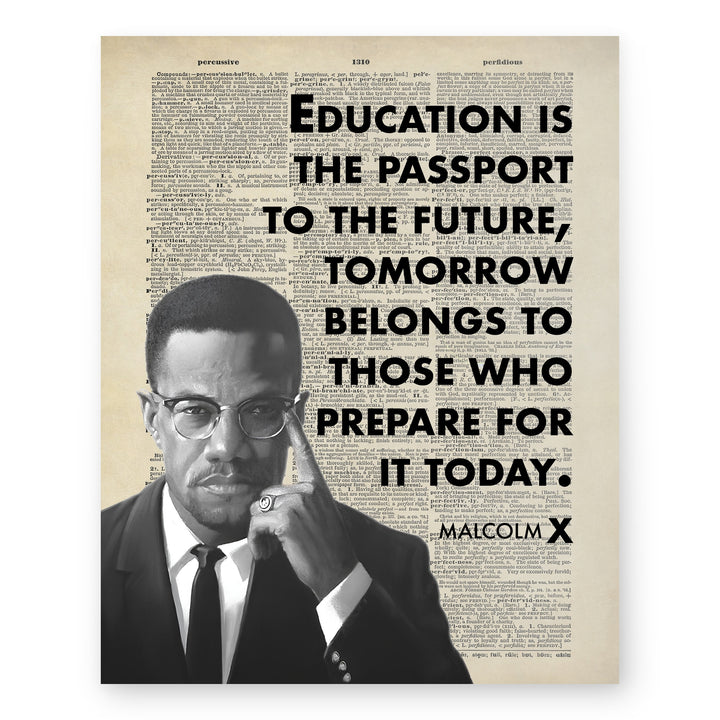 Malcolm X Education Inspirational Wall Art