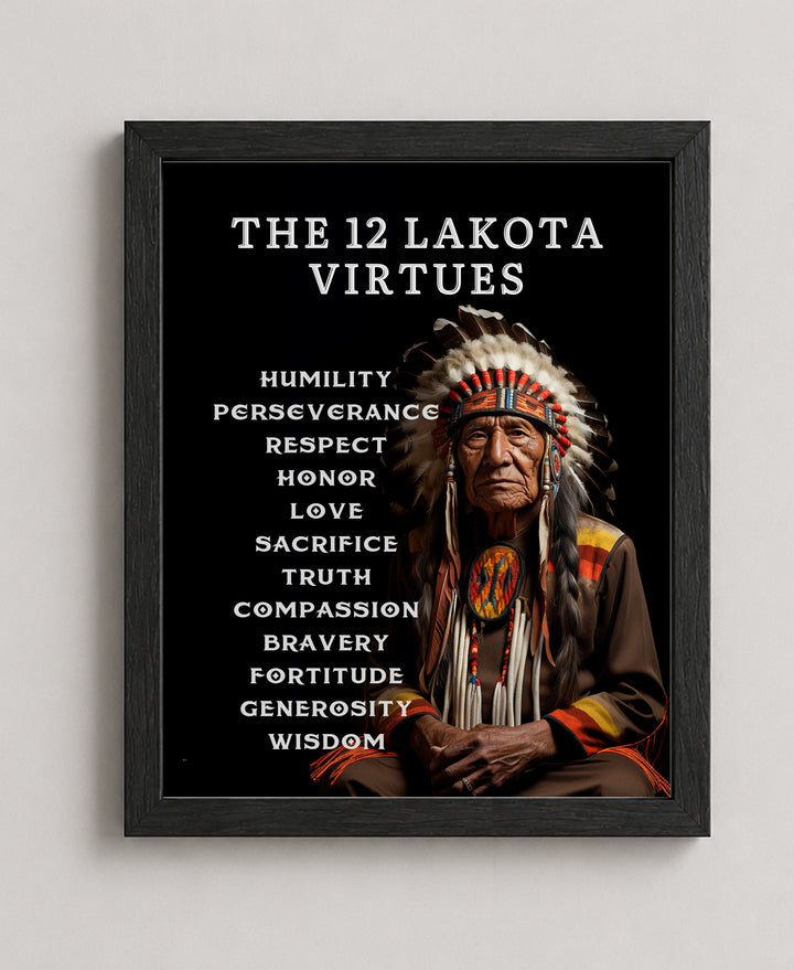 12 Lakota Virtues Inspirational Wall Art