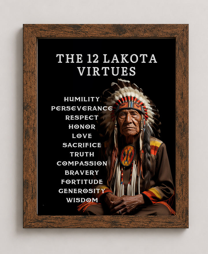 12 Lakota Virtues Inspirational Wall Art