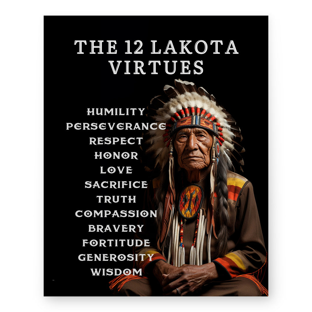 12 Lakota Virtues Inspirational Wall Art