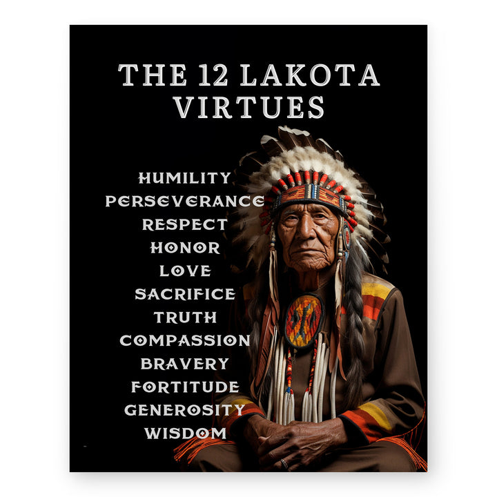 12 Lakota Virtues Inspirational Wall Art