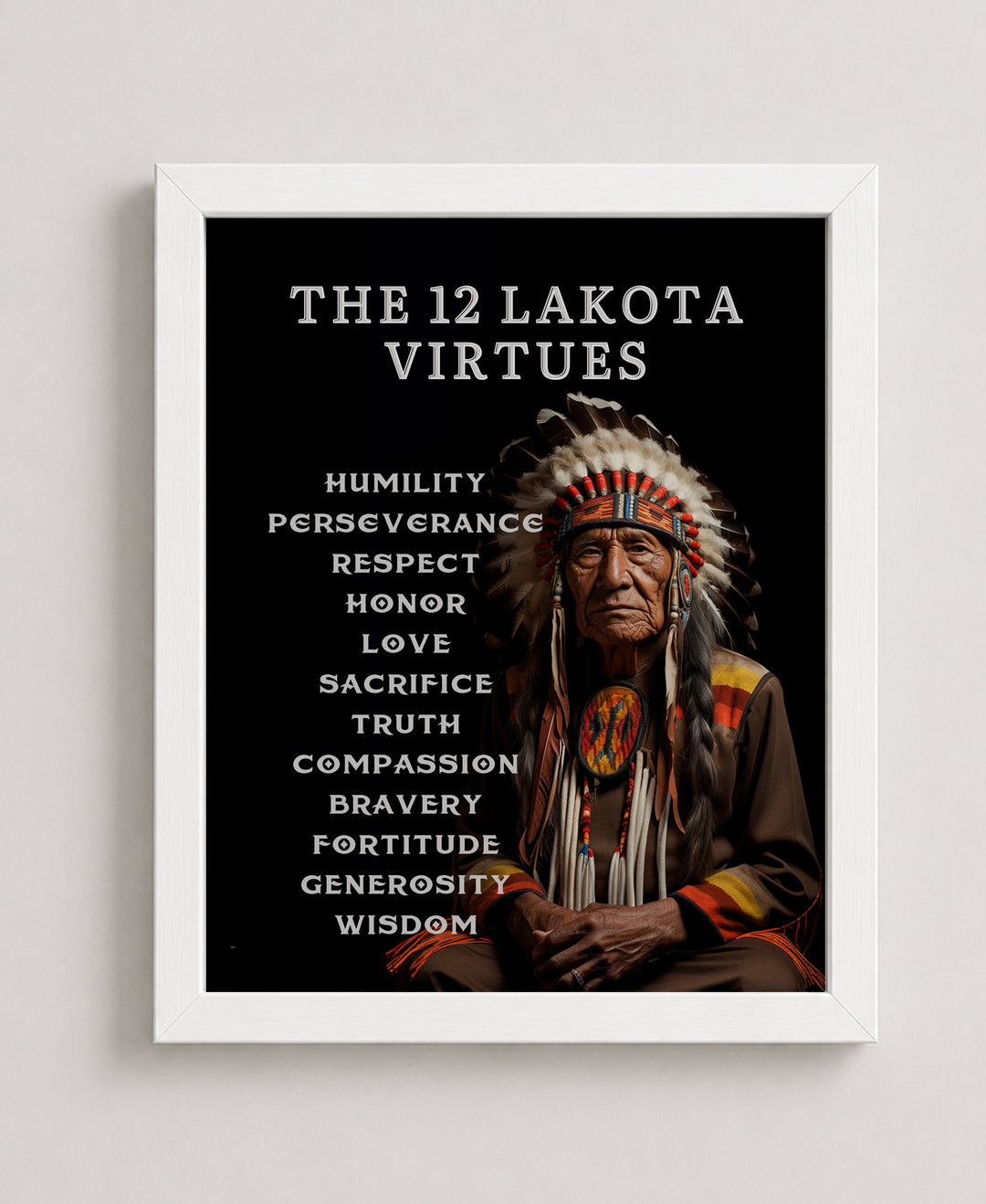 12 Lakota Virtues Inspirational Wall Art
