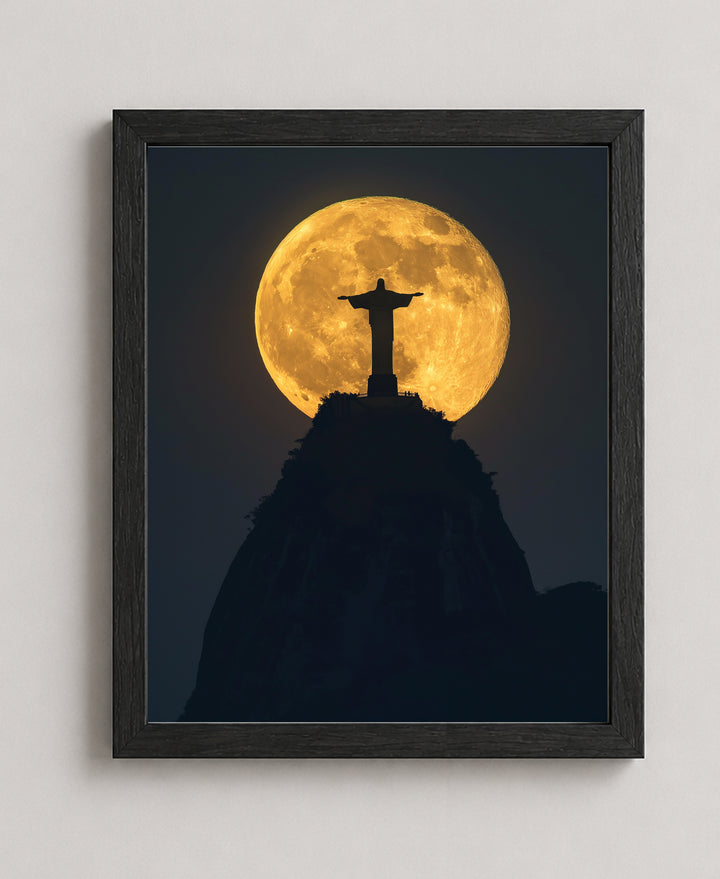 Christ the Redeemer Full Moon Silhouette Christian Wall Art