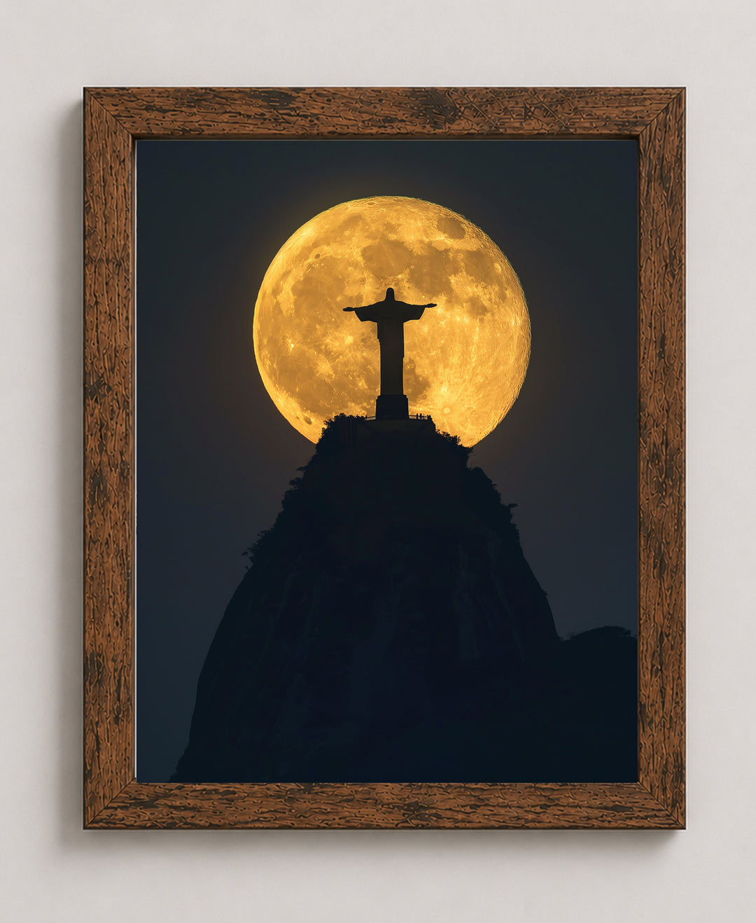 Christ the Redeemer Full Moon Silhouette Christian Wall Art