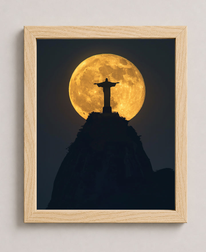 Christ the Redeemer Full Moon Silhouette Christian Wall Art