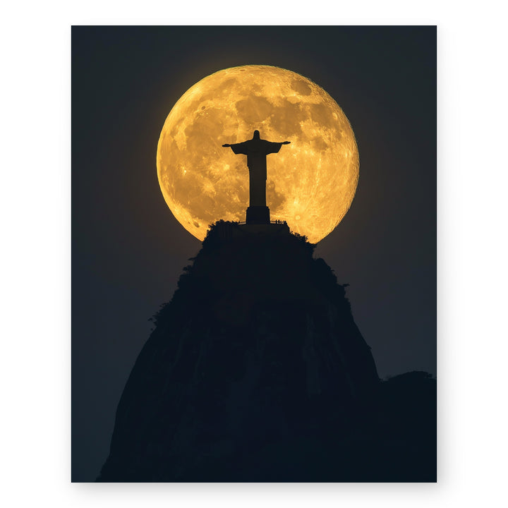 Christ the Redeemer Full Moon Silhouette Christian Wall Art