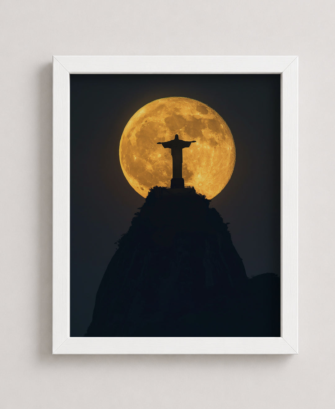 Christ the Redeemer Full Moon Silhouette Christian Wall Art