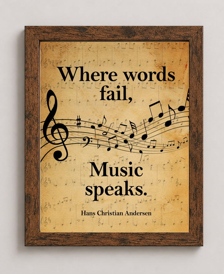 Vintage Inspirational Quote By Hans Andersen Wall Art Music Wall Art