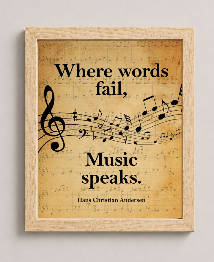 Vintage Inspirational Quote By Hans Andersen Wall Art Music Wall Art