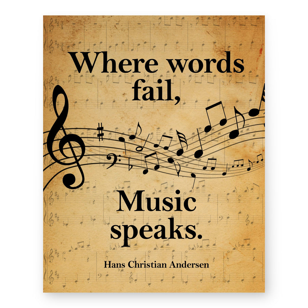 Vintage Inspirational Quote By Hans Andersen Wall Art Music Wall Art