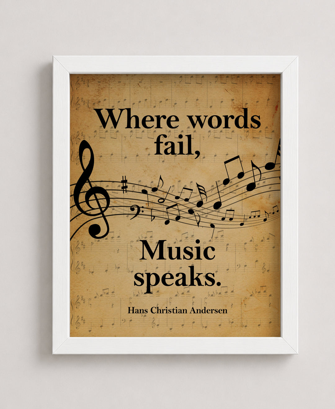 Vintage Inspirational Quote By Hans Andersen Wall Art Music Wall Art