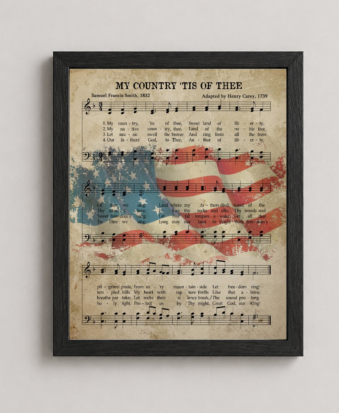 My Country Tis of Thee Sheet Patriotic Wall Art