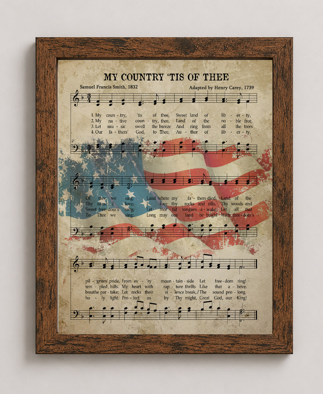 My Country Tis of Thee Sheet Patriotic Wall Art