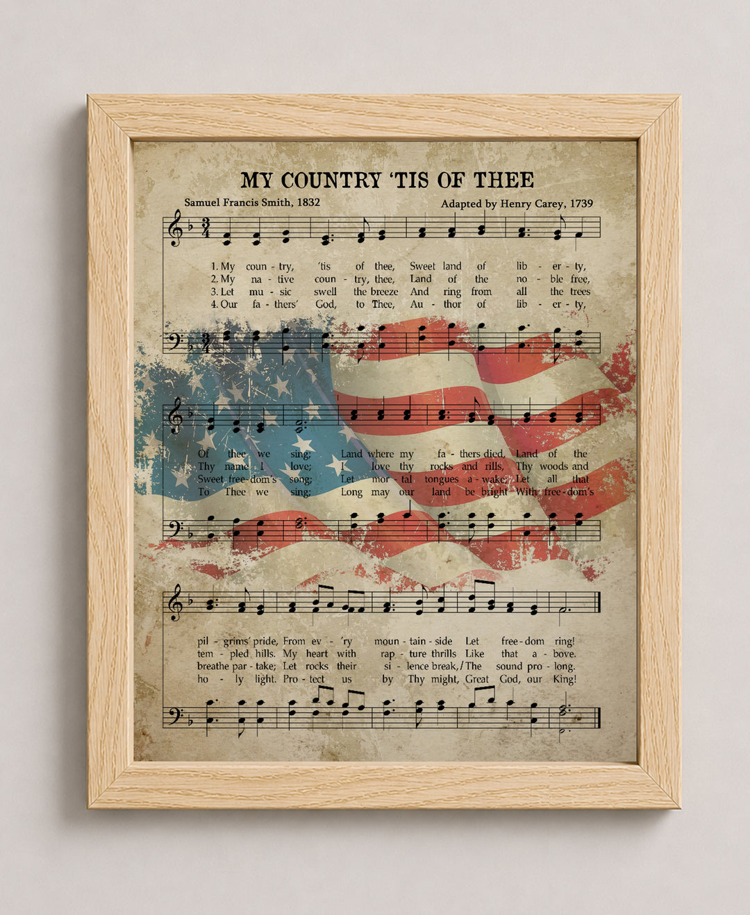 My Country Tis of Thee Sheet Patriotic Wall Art