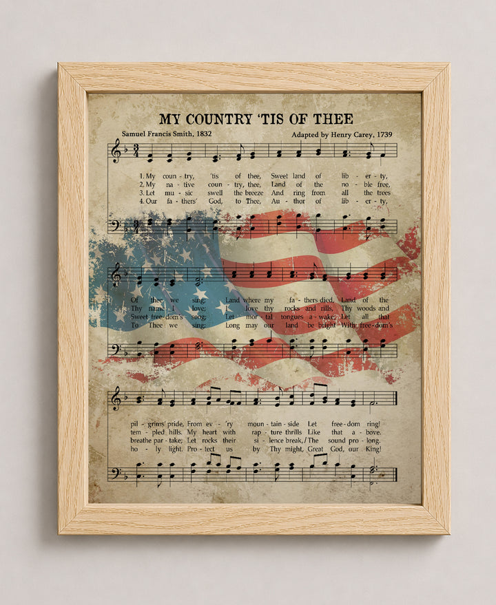 My Country Tis of Thee Sheet Patriotic Wall Art