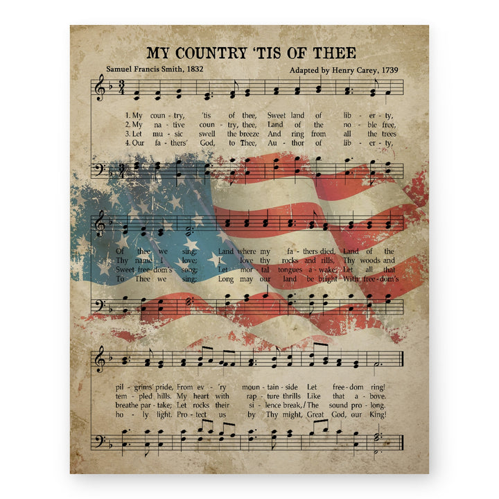My Country Tis of Thee Sheet Patriotic Wall Art