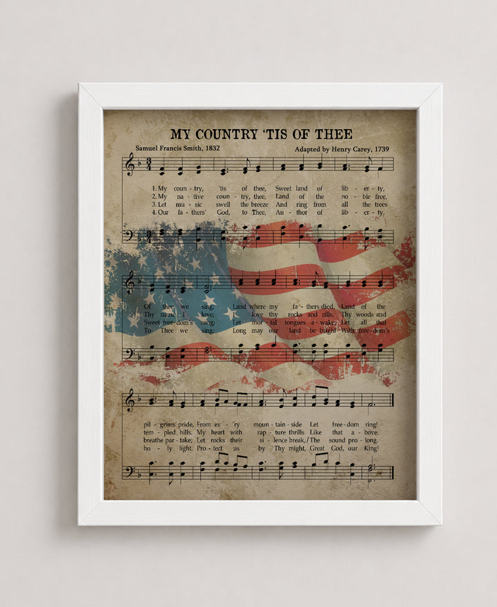 My Country Tis of Thee Sheet Patriotic Wall Art