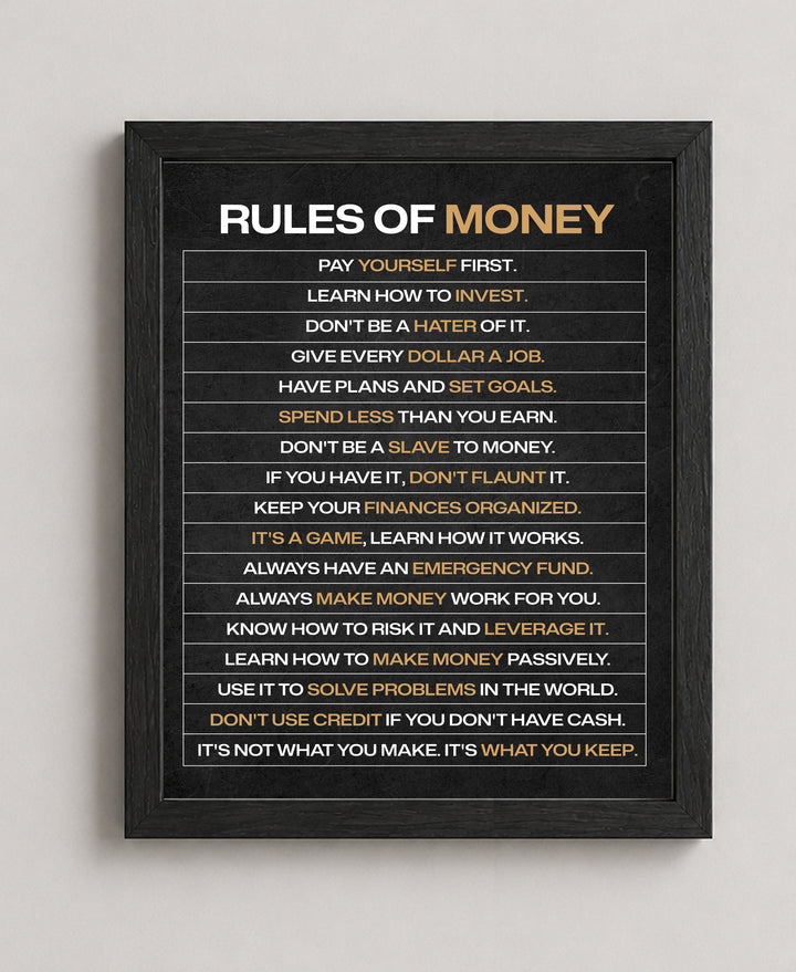 Rules of Money Inspirational Wall Art
