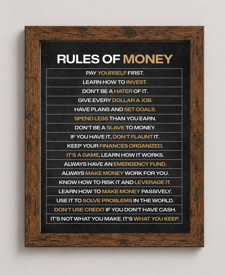 Rules of Money Inspirational Wall Art