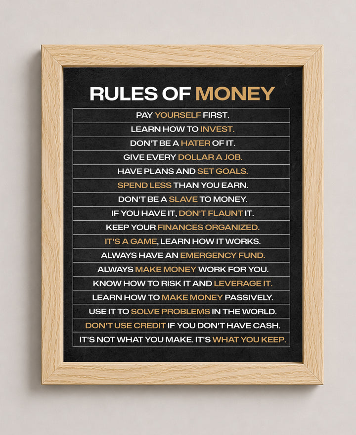 Rules of Money Inspirational Wall Art