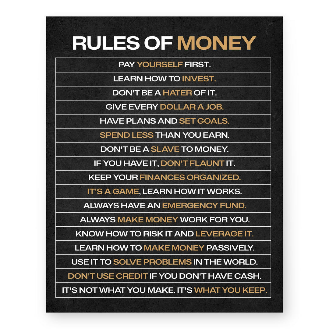 Rules of Money Inspirational Wall Art