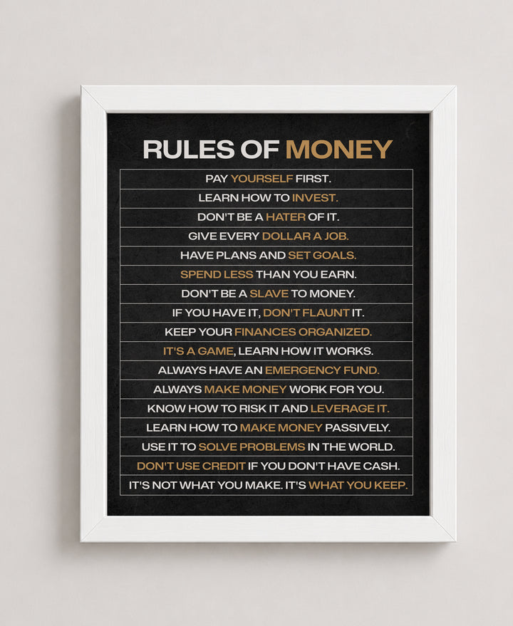 Rules of Money Inspirational Wall Art