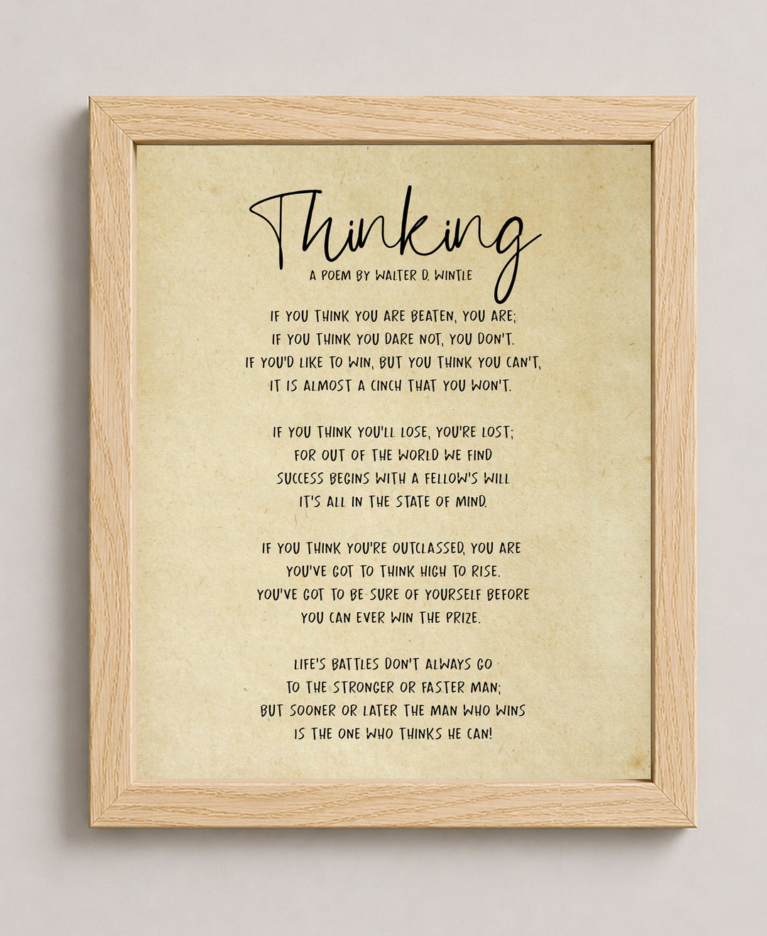 Poem By Walter D Wintle Inspirational Wall Art