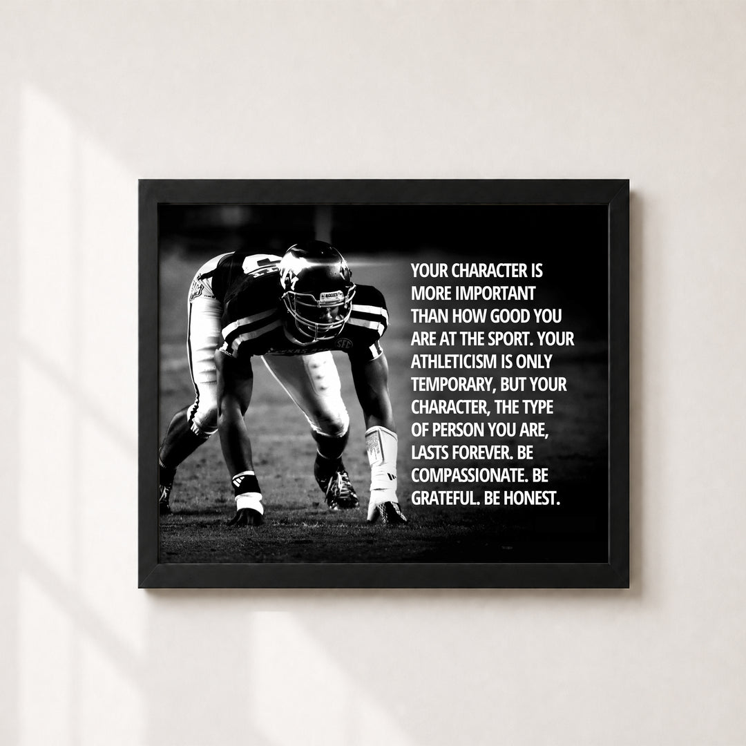 Character Over Athleticism Football Inspirational Wall Art