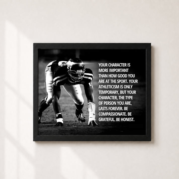 Character Over Athleticism Football Inspirational Wall Art