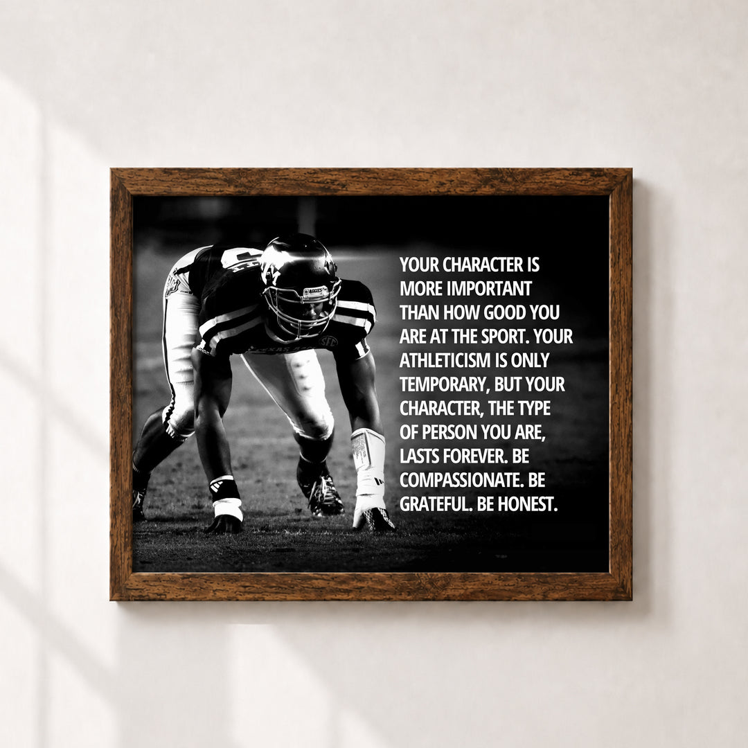 Character Over Athleticism Football Inspirational Wall Art