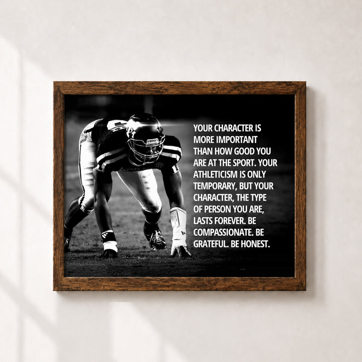 Character Over Athleticism Football Inspirational Wall Art