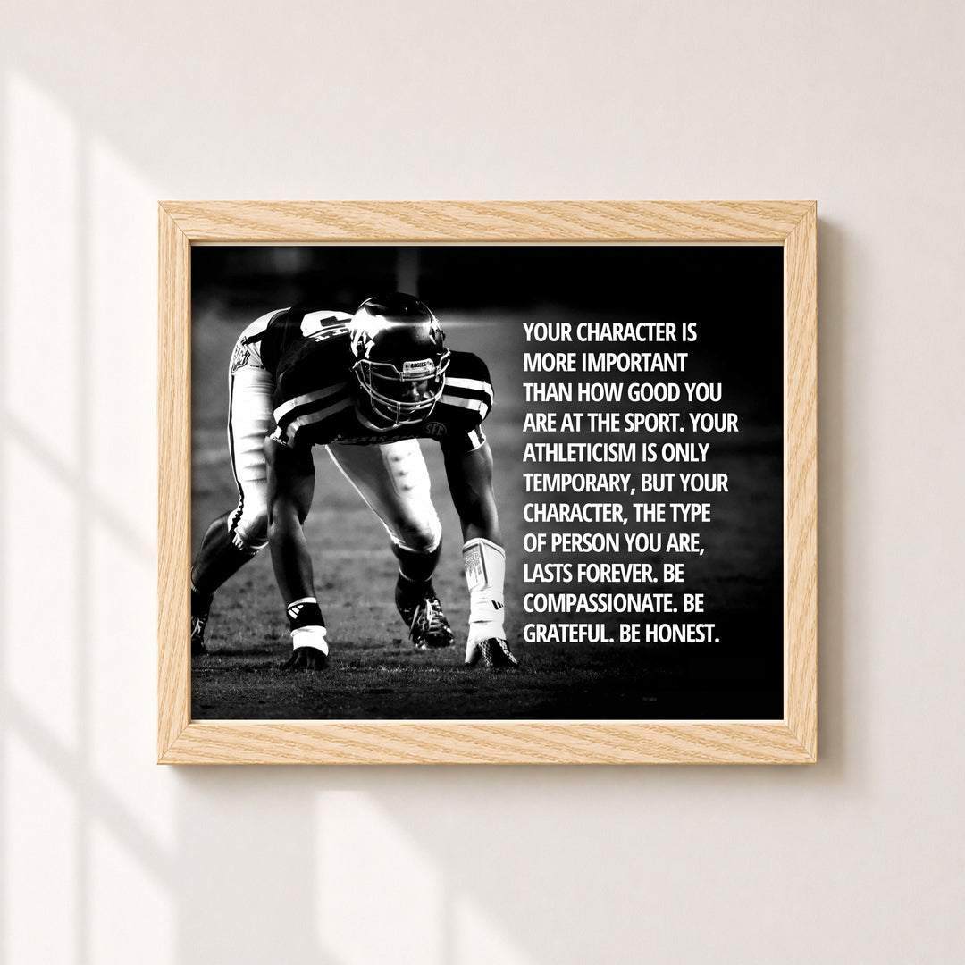 Character Over Athleticism Football Inspirational Wall Art