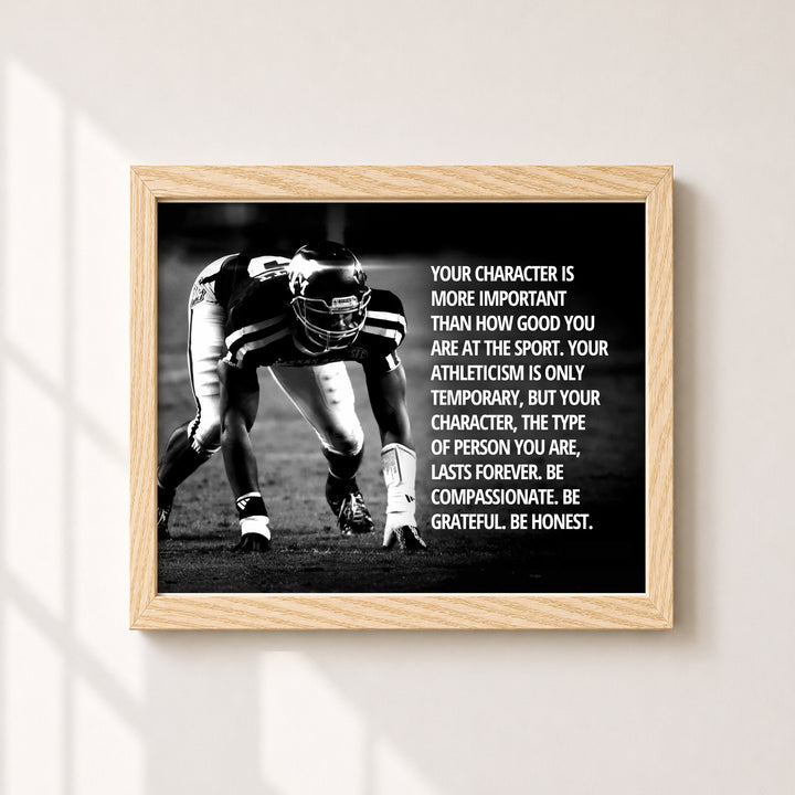 Character Over Athleticism Football Inspirational Wall Art