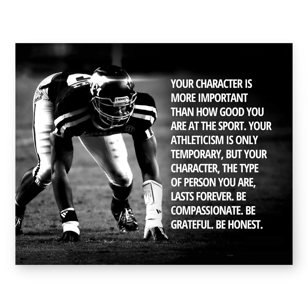 Character Over Athleticism Football Inspirational Wall Art