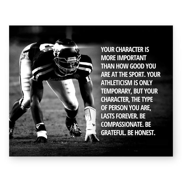 Character Over Athleticism Football Inspirational Wall Art