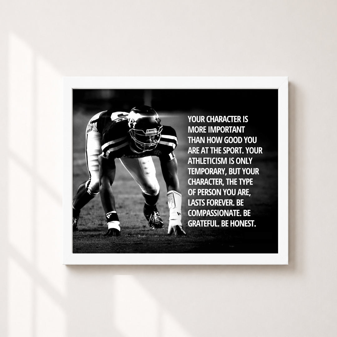 Character Over Athleticism Football Inspirational Wall Art