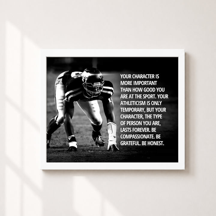 Character Over Athleticism Football Inspirational Wall Art