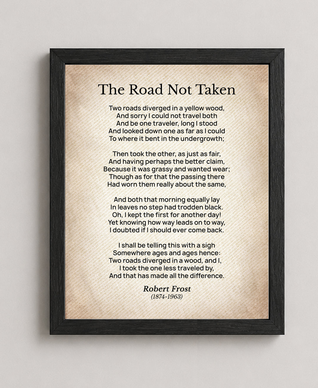 The Road Not Taken Poem Vintage Literary Inspirational Wall Art