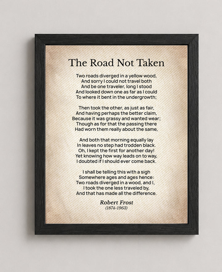 The Road Not Taken Poem Vintage Literary Inspirational Wall Art